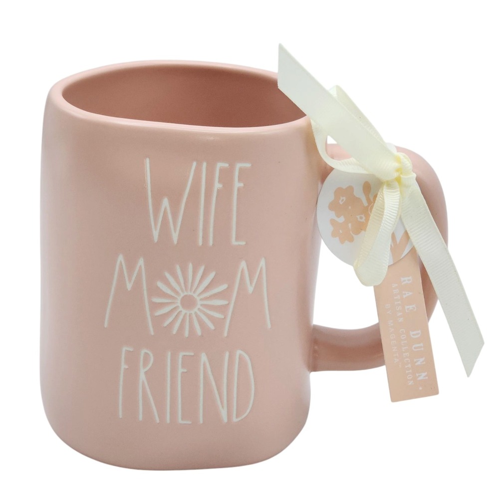 Rae Dunn Wife Mom Friend Embossed Blush Ceramic Coffee‎ Mug 16oz